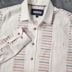 32 Bar Blues Shirt Multicolor Striped Button Cotton Long Sleeve Medium Musical